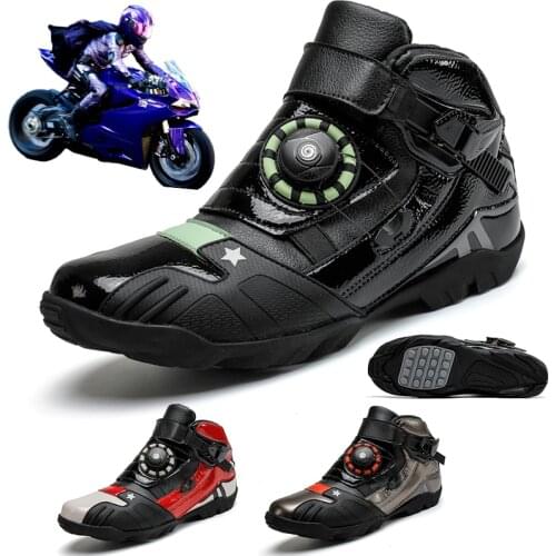 New Motorcycle Riding Shoes Mens Professional Racing Motorcycle Shoes Microfiber Leather Off-Road Street Trend Motorcycle Boots