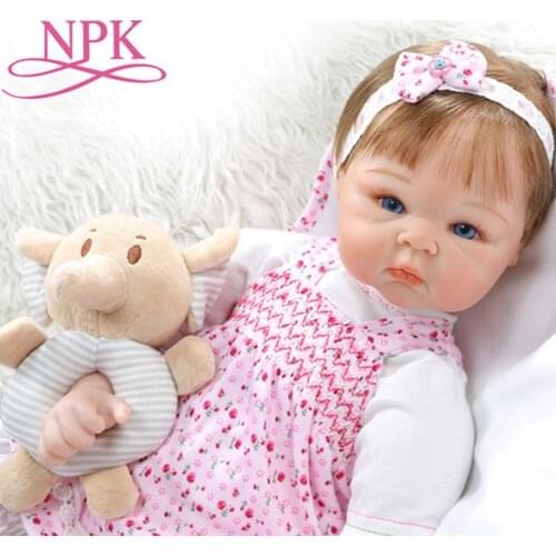 NPK55CM 0-3Month real baby bebe realitic reborn baby doll lifelike soft silicone baby girl doll weighted body rooted hair
