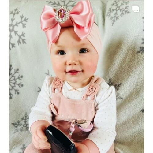Baby Girl Headband Soft Elastic Nylon turban Headwrap Toddlers Silk diamond hair bows Hair Accessories