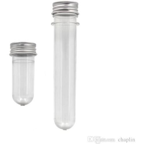20ML 40ML PET Clear Plastic Empty Refillable Test Tube Bottle With Aluminum Caps Container For Sample Cosmetic Candy Mask Bath S