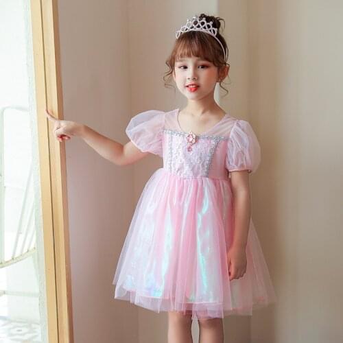 Girls Pink Sparkle Dress Fairy Princess Costume Kids Dress for Teenage Birthday Dresses Party Girls Dress Fancy Princess