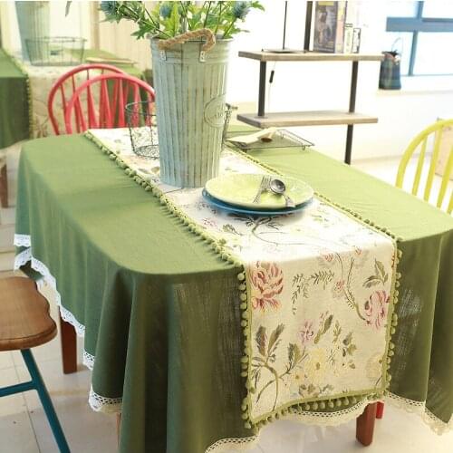 Table Cloth American Cotton Linen Green Kitchen Tablecloth Rectangular Solid Meal Table Cover Decoration скатерть для стола