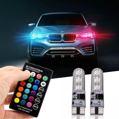T10 5050 RGB LED Bulb 6SMD COB Canbus 194 168 Car With Remote Controller Flash/Strobe Reading Wedge Light Clearance Lights