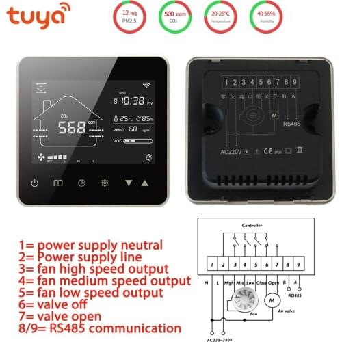 Tuya APP Smart RS485 Controller of PM2.5 CO2 Temperature for Regulator Fan Control HVAC Ventilation System Air Valve Wifi Switch