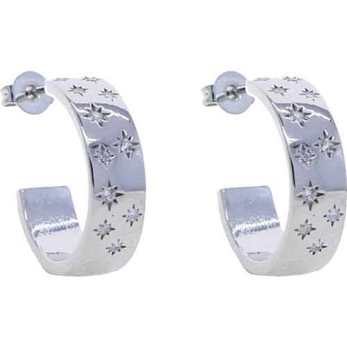 Vintage Gold Color Minimalist C Shape Micro Pave Cz North Star Earrings Cute Shiny Earrings for Women 2021 Trend Jewelry Gift