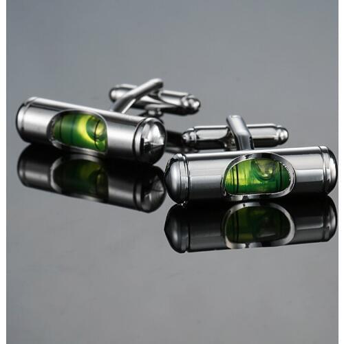 French Shirt Level Cufflinks Brass Material Novelty Functional green Gradienter Design Mens Cuff Buttons Wedding Cufflinks