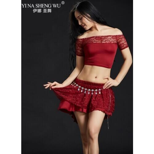 New Lady Belly Dance Costume Practice Belly Dance Sets Wear Lace Skirt Oriental Dance Belly Dance Top&skirt Dancing Dress Suit