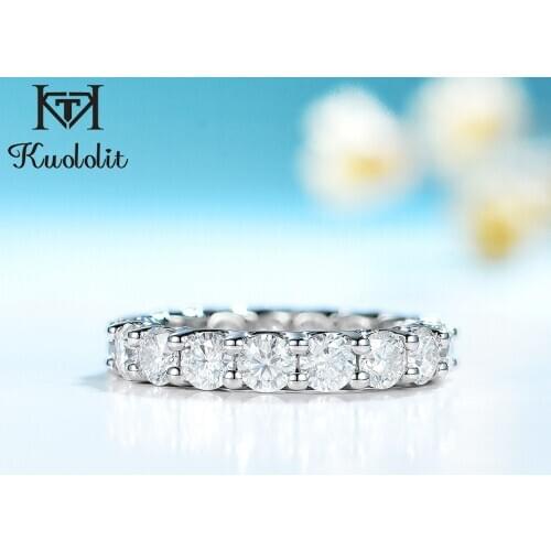 Kuololit 5 carat Brilliant Cut Moissanite Solid 10K 14K gold Ring for Women Solitaire Eternity Band Ring for Wedding Engagement