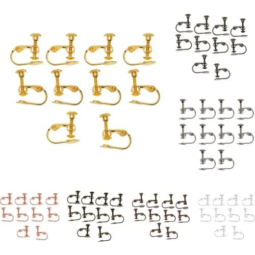 10 Pieces Adjustable Screw Earring Clips Ear Wires Pad for Jewelry Findings
