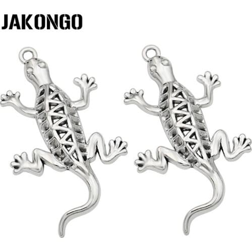 10PCS Tibetan Silver Plated Lizard Charms Pendants for Bracelet Necklace Jewelry Making DIY Accessories Craft 45x26mm
