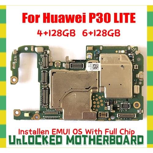 100% Original Unlocked Working Mainboard For Huawei P30 LITE 128GB Full Chips Circuits Card Fee Motherboard Flex Cable Plate