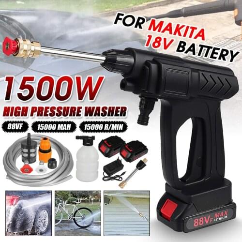 15000mAh Cordless High Pressure Washer Spray Water Gun Car Wash Pressure Water Nozzle Cleaning Machine for Makita 18V Battery