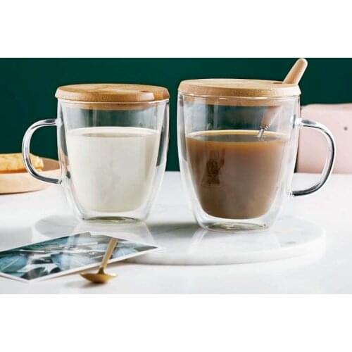 Beer Wine Glasses Large Capacity Glass Cup Double Wall Water Drinking Cups Breakfast Milk Coffee Mug With Lid Handle Tea Mugs