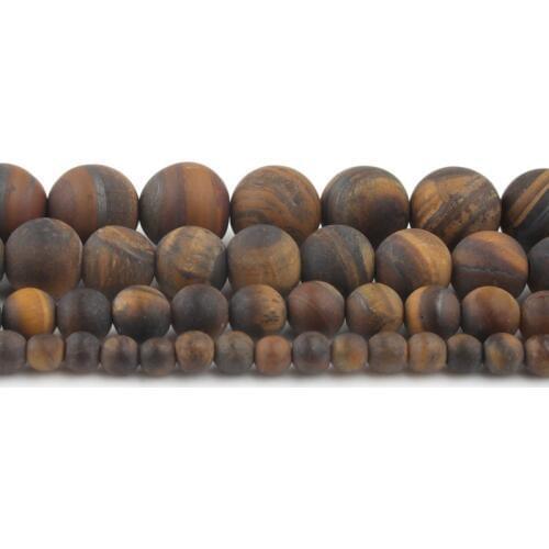 4/6/8/10mm Natural Dull Polish Matte Yellow Tiger Eye Stone Beads Round Loose Beads for Accessories Jewellery Making 15inches