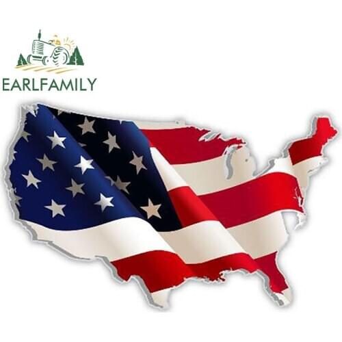 EARLFAMILY 13cm x 8.2cm USA United States of America American US Map Flag Decal Car Truck Boat Decal Laptop Graphics Car Sticker