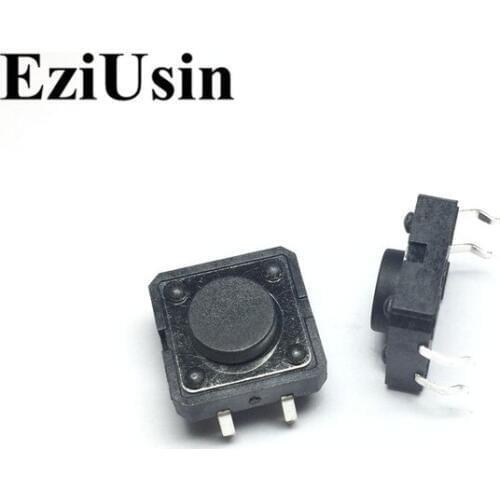 EziUsin 100pcs 12*12*5 Interrupteur PCB Keyboard Touch Micro Switch Mini Black Button Keys DIY For Toys