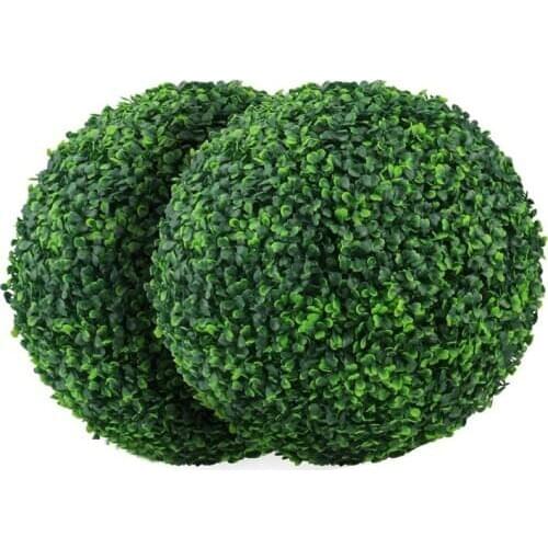 2 PCS 15.7 Inch Artificial Plant Topiary Ball Faux Boxwood Decorative Balls for Backyard,Balcony,Garden,Wedding DéCor
