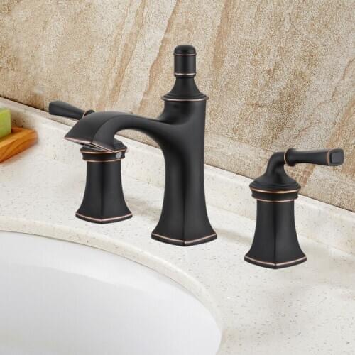 Oil Rubbed Bronze Two Handle Widespread Bathroom Sink Faucet