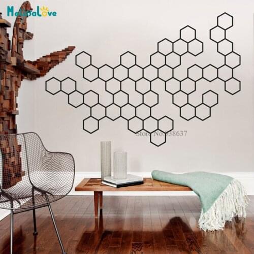 Minimalist Geometric Molecules Art Vinyl Wall Sticker Decal Creative Design Office Living Room Modern Murals Large Size BD435