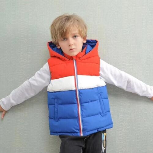 Fashion Patchwork Child Waistcoat Winter Children Coats Warm Cotton Baby Boys Girls Vest For 2-12 Years Old
