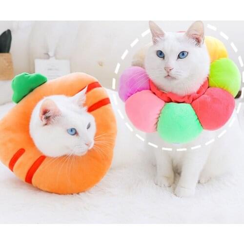 Pet Elizabeth Sterilises Soft-ringed Cat Cute Cartoon Head Cover Anti-scratch Anti-licking Shame Dog Adjustable Gatos Accesorios