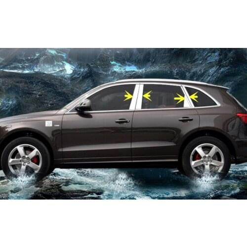 Stainless steel Car Window BC Pillar Center Trim Sticker Cover Anti Scratch Decoration Accessories For Audi Q5 2009-2019