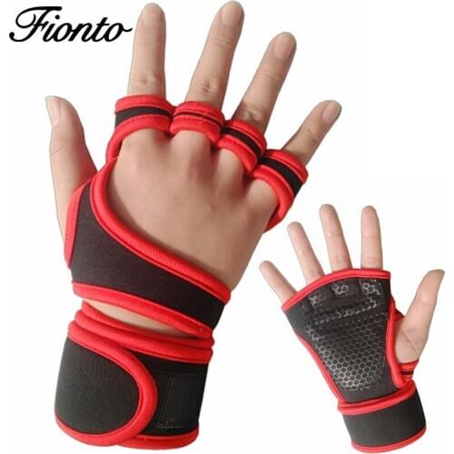 New 1 Pair Weight Lifting Training Gloves Women Men Fitness Sports Body Building Gymnastics Grips Gym Hand Palm Protector Gloves