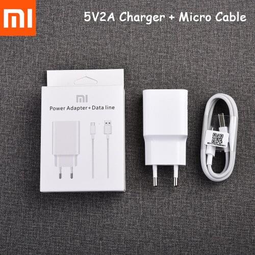 Original XIAOMI Charger 5V 2A Wall Power Adapter EU Plug Data Sync Micro USB Cable For Redmi S2 4 4A 4X 5 Note 7 Pro 3 4 4X 5 6