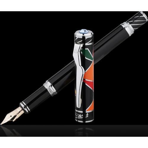Picasso 80 Maya Rhyme of Heaven 10K Gold Nib Fountain Pen with Silver Clip and Original Gift Box for Writing Gift Collection
