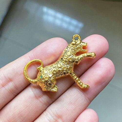 2pcs/Lot Animal Leopard Cheetah Charms Tibetan Gold Color Pendant Fit For Jewelry Making Handmade Accessories Crafts
