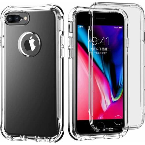 Full-Body Built-in Screen Protector Rugged Transparent Bumper Case Anti-Scratch Shockproof Cover for iPhone 6 6S iPhone 7 8 Plus