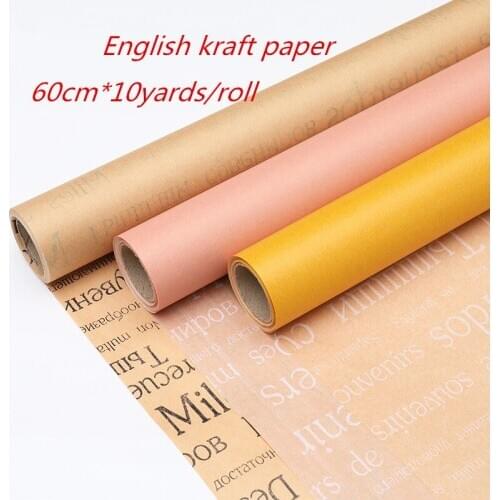 Brown English Kraft Paper Roll For Wedding Birthday Party Gift Wrapping Craft Paper Roll Bouquet Packaging Papier Scrapbook