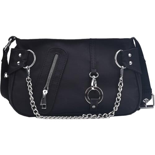 Punk Cool Ring Chain Shoulder Bag For Women 2020 New Subaxillary bags female Rock Style Handbag Casual Zipper Motorcycle Bag