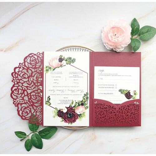 Wedding Invitations Card Tri-Floding Invite Thank You Cards Gifts For Guests Briade Shower Mariage Anniversaire Party Supplies