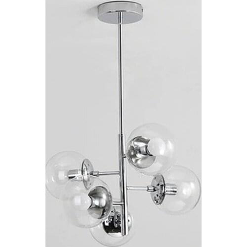 Post Modern Led Chandelier Nordic Lighting Dining Room Bedroom Iron Glass Ball Lampshape Design Chrome Silver Lusters