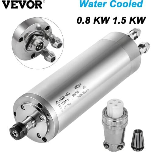 VEVOR 0.8 KW 1.5 KW Water Cooled Spindle Motor High Speed ER11 Collet Match with CNC Engraving Machine and Frequency Converters