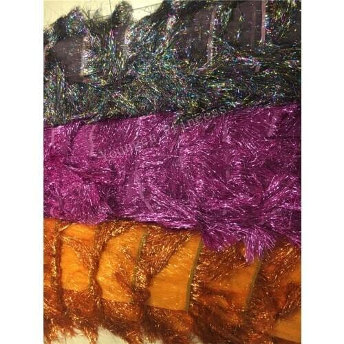 Embroidered tulle lace fabric african lace fabric with trim fringe high quality fabric for evening dress sewing YG-368