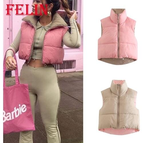 Za Fashion 2021 Women Chic Pink Waistcoat Streetwear Sleeveless Spring Women Vest Jackets Mujer Vest Coats Ladies Parkas