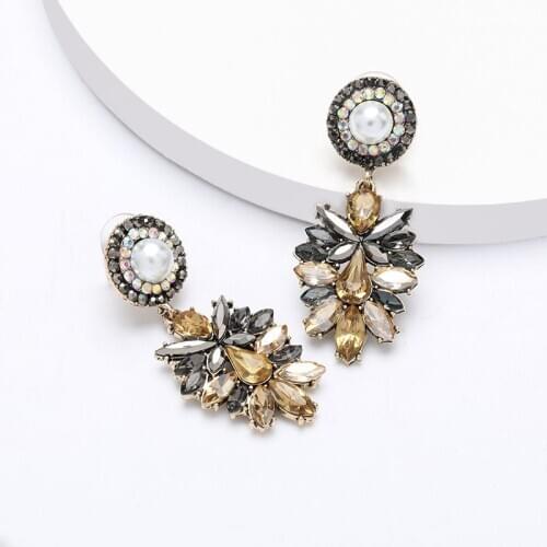 Luxury Crystal Rhinestone Earrings Women Indian Vintage Statement Long Earring Jewelry Female Fashion ZA Large Dangle Earring