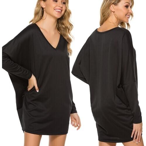 Women Skateboard Sport Tops Loose V-neck Bat Sleeve Long-sleeved Autumn Running Training Exercise Clothing Sweatshirts