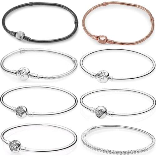 High Quality 925 Sterling Silver Classic Simple Heart-shaped Basic Bracelet Snowflake Zircon Suitable For Female Bracelet