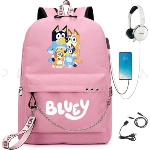 Bingo bluey Mochila Feminina Backpack Usb Charging School Bags Teenage Girls Boys Laptop Back Pack Women Travel Bagpacks