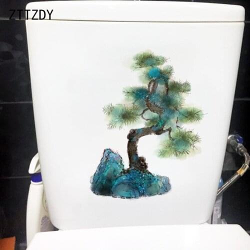 ZTTZDY 18.9×24.2CM Hand Painted Chinese Style Pine Tree Home Wall Stickers Mural Classical Toilet Decoration T6-0084