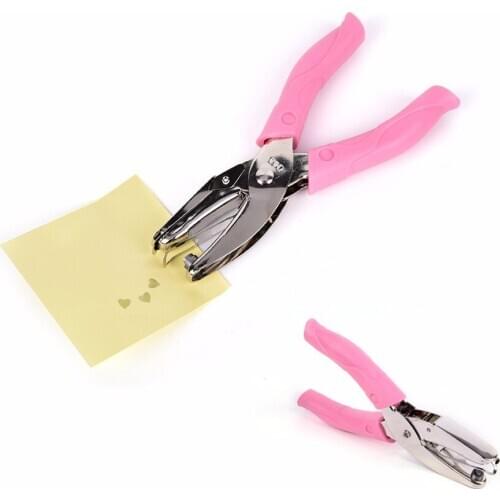 1PC Hot Hand-held Heart Shape Hole puncher Paper Punch for Greeting Card Scrapbook Notebook Puncher Hand Tool with Pink Grip