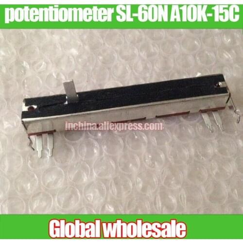 1pcs 88mm fader mixer Slide potentiometer SL-60N A10K-15C / single linkage side foot 4 feet fader slide potentiometer