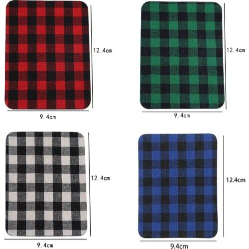 10/12/18/20 Pcs Rectangular Plaid Tartan Fabric Iron-on Patches for Clothing Jeans Repair Decorating Patch Kit, 9.4 CM X 12.4 CM