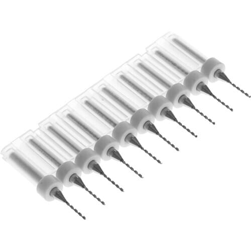 10Pcs 0.9mm Tip 1/8" Shank Spiral Flute Tungsten Carbide Micro PCB Drill Bit