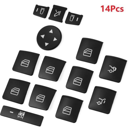 14PCS Black Car Window Glass Lift button Trim Cover Sticker For Mercedes Benz A/B/C(W204)/E(W212)/GLA /CLA/ GLK/ GLE-class