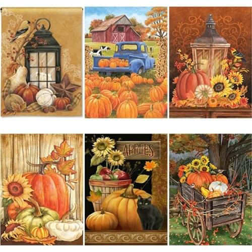 DIY 5D Diamond Painting Cat Halloween Diamond Art Embroidery Pumpkin Cross Stitch Full Round/Square Drill Manual Gift Home Decor