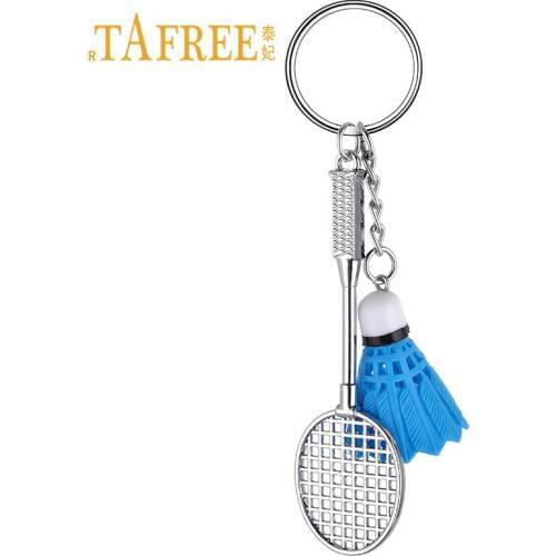 TAFREE High Quality Alloy Badminton Racket Keychain Badminton Charms Pendant Key Chain Sport Club Student Sporting Gift YY01